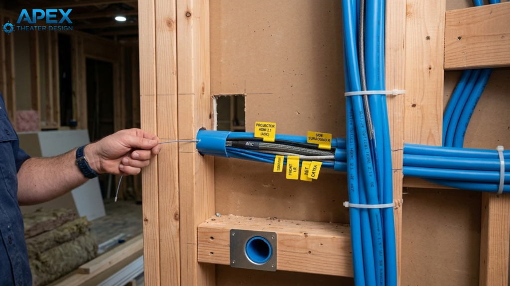 home theater design tips- hiding cables and future-proofing