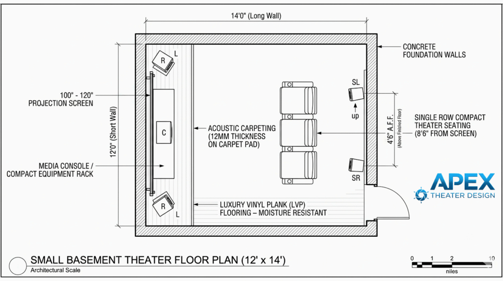 home theater room floor plan